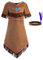 ReliBeauty Costume Indigena Bambina Vestito Carnevale Ragazza con Accessori, 5-6 anni(110 cm)