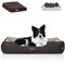 BedDog Premium Orthopädisches Hundebett WUFFI, Hundesofa aus Kunstleder, Abnehmbarer Bezug, Kuschel-Decke Zugabe - Melange (beige/braun)