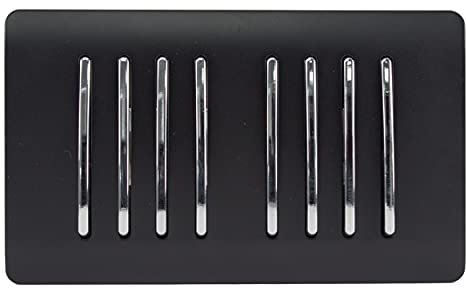 Trendi 8 Gang 2 way 240V Screwless Raised Front Twin Plate Plastic Artistic Modern Glossy 10 Amp Chrome Rocker Electrical Wall Light Switch Matt Black - ART-SS88MBK