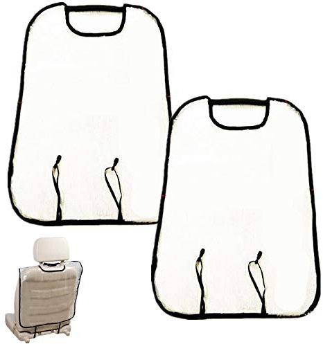 NA 2 Pcs Kids Kick Mat Water Proof Seat Protectors Transparent Car Seat Protectors Cover Fits All Cars- Black & Transparent
