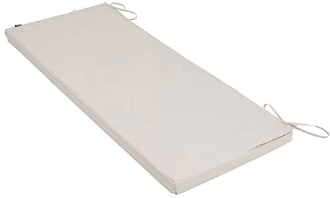 Bean Bag Bazaar Outdoor Bench Seat Pad Cushion, Stone Beige, 128cm x 50cm, Three Seater, Fibre Filled, Water Resistant Cushions for Garden Bench or Swing