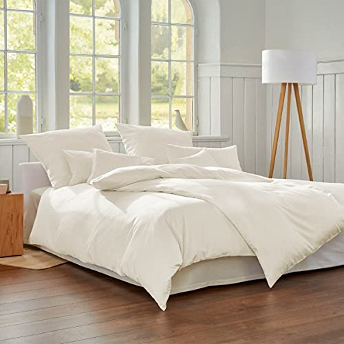 Cotonea Bio-Satin Bettwäsche Classic Natur, 1 Bettbezug 200 x 220 cm + 2 Kissenbezüge 80 x 80 cm