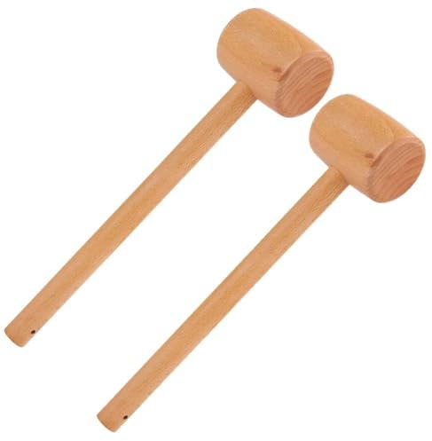 2PCS Wooden Mallet, Mini Wooden Children Baby Hammer Crab Seafood Shellfish Lobster Hammers for Leather DIY Mallet Small Back Pounding for Fatigue Relief, 295mm