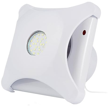Hon&Guan 100mm Badlüfter mit LED, 95m³/h Abluftventilator, Leise Ventilator mit EU-Stecker, IP44 Ablüfter für Badezimmer, Küche, Lüfter, WC, Wohnzimmer, Schlafzimmer, Decke, Weiß