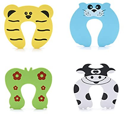 REQAG 4Stück Cartoon-Türclips für Kinder, Schaumstoff-Türclips für Babys, schützende Türstopper (4 Stile)