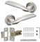 Decoranddecor Brushed Chrome Door Handles Lever On 54mm Rose Alloy with Latch Kit