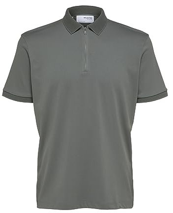 SELETED Homme Herren SLHFAVE Zip SS Polo Poloshirt, Agave Green, L