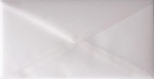 Netuno 100 Briefumschläge Weiß transparent DIN lang 110x 220 mm 110g Golden Star lange Umschläge Transparentpapier Einladungsumschläge DL für Hochzeitskarten Geburtstagskarten Osterkarten