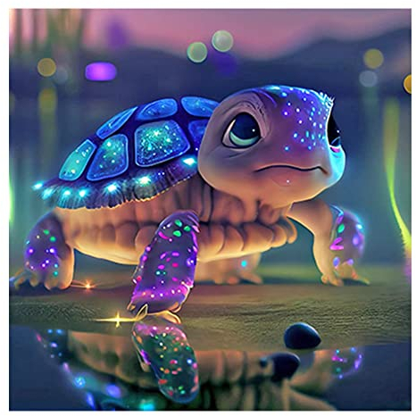 5D DIY Vollbohrer Diamond Painting Bilder Tiere Set, Diamant Painting Full Drill Kreuzstich Stickerei Tiere Kit Diamantmalerei 30x30cm (Schildkröte)