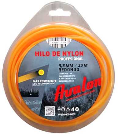 Avalon - Filo Rotondo in Nylon Universale per decespugliatore e Tosaerba (3,3 mm x 23 m) - Elevata Durata e Prestazioni ottimali nelle attività di decespugliamento