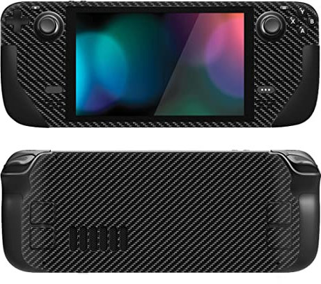 PlayVital Schutz Skin Decal für Steam Deck LCD, Skin Zubehör Custom Folie Stickers Vinyl Decal Faceplates Klebefolie für Steam Deck OLED Handheld Gaming PC-Carbon Fiber