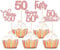 Cupcake-Topper zum 50. Geburtstag, Roségold, Glitzer, Fifty Cheers to 50 Years Old Birthday Cupcake-Picker für 50. Geburtstag, Jahrestag, Party, Kuchendekorationen, 30 Stück