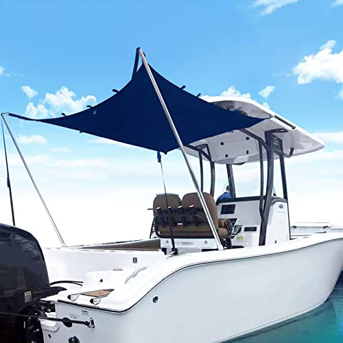 TeBaisea Boat T-Top Sun Shade Kit Boat Canopy, Boat Cover with Stainless Steel Telescopic Rod Foldable, UV-Proof 1200D High-Tech Polyester Fiber, Anti-Ultraviolet Dark Blue(82×82×59)