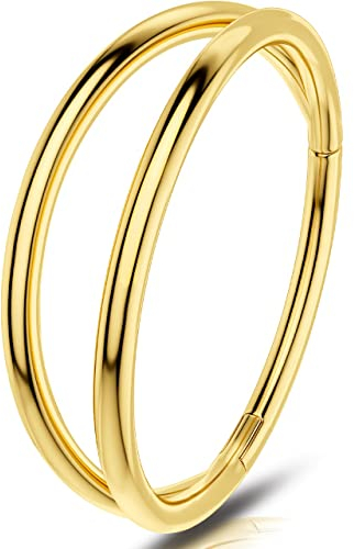 OUFER 20G 0.8mm Nasenpiercing Chirurgenstahl Helix Hoop Nose Ring Nasenring Nasen Piercing Nase Nostril Stecker Gold Nasenstecker Schmuck Rook Tragus Conch Daith Earring Frauen Männer 6 mm
