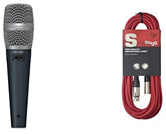 Behringer SB 78A Condenser Cardioid Microphone & Stagg SMC10 CRD 10 m XLR to XLR Microphone Cable - Red