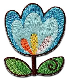 Mono-Quick Tulpe blau - Aufnäher, Bügelbild, Aufbügler, Applikationen, Patches, Flicken, zum aufbügeln, Größe: 3,1 x 3,1 cm