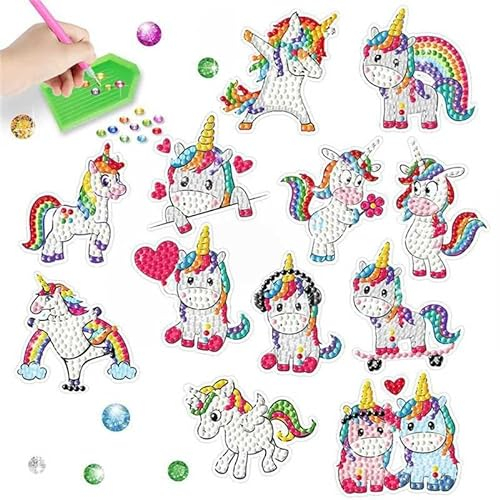 PearlGirl Niedliche Diamant Malerei Aufkleber Sets für Kinder, Ponys in Regenbogenfarben My Little Pony Powerps geflügelte Ponys Diamant Bastel Set Geschenke für Kinder oder erwachsene