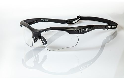 EXEL Floorball/Unihockey Schutzbrille Intense Eyeguard, für Jugend und Erwachsene, IFF geprüft, mit Nackenband und Brillenputztuch (Black)