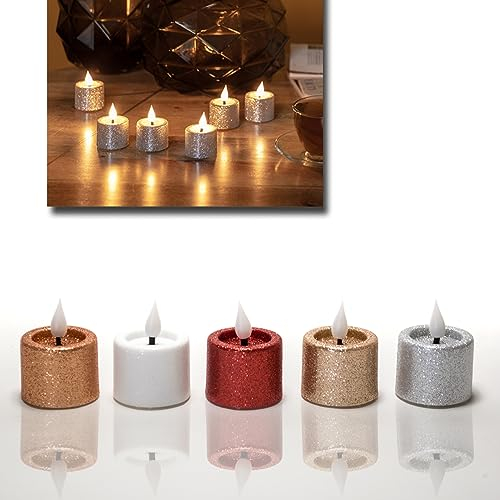 (Teelichter Champagner) LED Schwibbogen ohne Figuren zum Selbst-Dekorieren mit 6 Stunden Timer. Batteriebetrieben, Weihnachtsbeleuchtung, Weihnachtsdekoration, Lichterbogen …