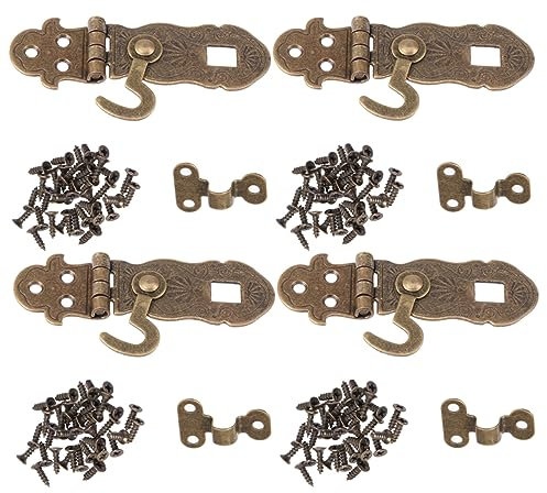 STOBOK 4 Stück Verschlusssperre Antike Verschlussriegel Antikes Dekor Kofferverschluss Taschenverschluss-hardware Kabinett Schmuck Dekorative Haspe Schrankbeschläge Vintage-schmuck Metall