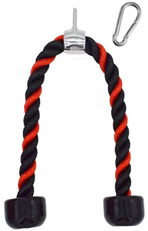 Rivotrance 27 Inch Tricep Rope Cable Attachments – Versatile Home Gym Cable Machine Accessories – LAT Pull Down Attachment for Enhanced Weight Fitness (Black&Red)