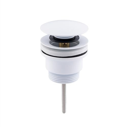 ENKI W74 Basin Waste, White, Pop Up | Pop-Up Click Clack, Overflow, Slotted, Pop Up Plug, Easy Clean, Bathroom