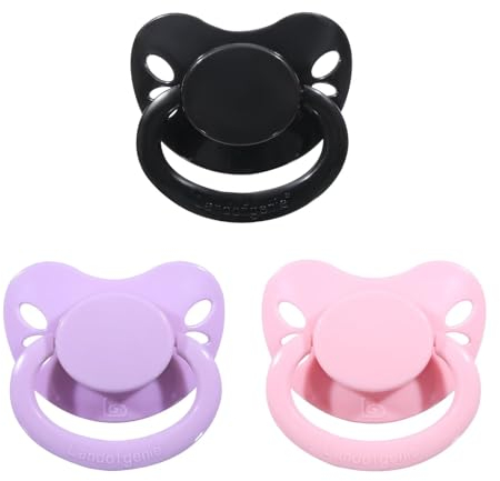 Landofgenie Erwachsenengröße Schnuller Großer Saugerschild Schnuller 3 Stück-Schwarz+Rosa+Lila Schmetterlingsform