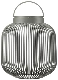 Blomus LED Laterne LITO | Mobile Akku Outdoor Leuchte aus hochwertigem Eisen | Farbe Granite Gray | Größe M | 28L x 28B x 30H cm | 3 Lichtfarben | Dimmbar per Touch | Spritzwassergeschützt IP54