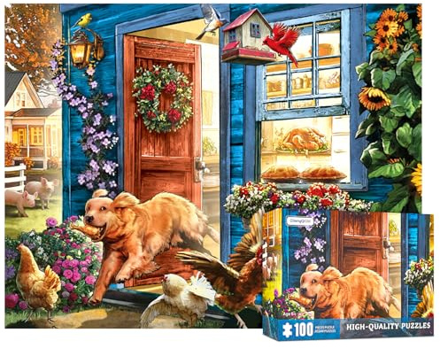 100 Pieces Puzzles for Adults Funny Dog Puzzle 100 Puzzles jigsaw puzzles for Adults The Great Escape 100 Puzzle Pieces for Seniors Teens Women Men Gifts