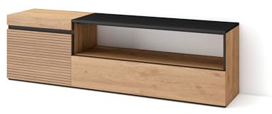 Skraut Home | Meuble TV | Banc Télé | Grand Espace de Rangement | 150x45x35cm | pour Les TV jusqu'à 65 | Meubles de Salon | Style Moderne | Chêne