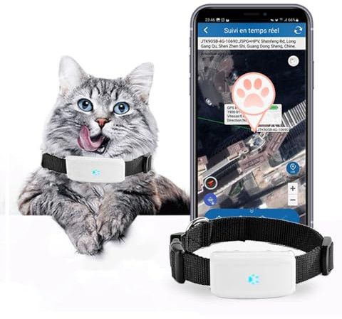 Zeerkeer GPS Tracker für Hunde,Katze Mini GPS Haustiere Ortung Ohne ABO Echtzeit Tracking Anti Verlust Alarm Haustier Tracker Historische Route GPS Halsbänder Wasserdicht mit kostenloser APP, 50g
