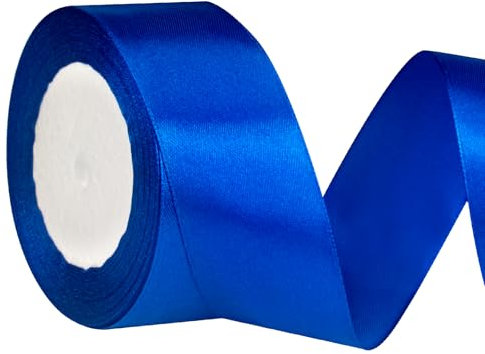 Tiergrade Ruban de satin bleu - 40 mm x 23 m - Rouleau de ruban en tissu solide pour emballer des bouquets de fleurs - Décoration de fête de mariage