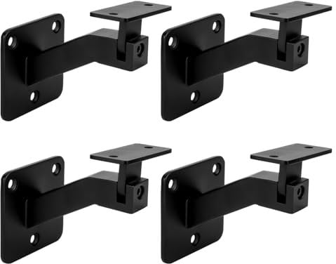 Cokritsm Adjustable Handrail Bracket Black, Iron Stair Handrail Brackets, Adjustable Square Hand Rail Brackets for Staircase Stair 4pcs