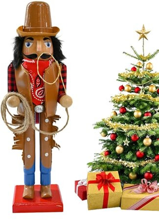 Pzuryhg Christmas Nutcrackers, 2024 Wooden Christmas Nutcracker Soldiers, Large Christmas Nutcracker Soldier Ornament 38CM, Traditional Nutcracker Soldier Puppet Nutcracker Toy, Freestanding Sculpture