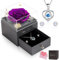 CSYY Ewige Rose, Weihnachten Frauen Rose Schlagendem Herz Halskette Ohrringe Handgefertigte Konservierte Rosen Schmuck Geschenkbox Geschenk für Mama Schwester Ehefrau Lila