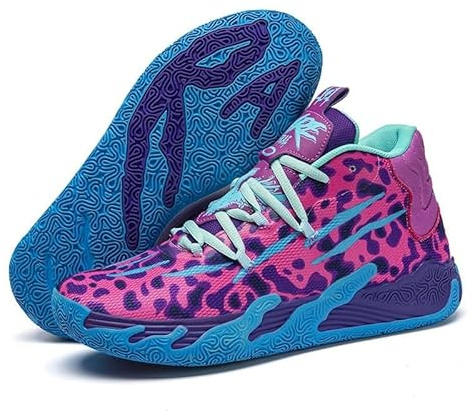LJFIWY Scarpe da basket alte da uomo, con suola in gomma antiscivolo, scarpe sportive per allenamento all'aperto, basket, idea regalo, colore rosa, taglia 40