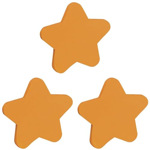 DONAU 7570001PL-12 Notes Haftnotizen Stern Orange/Selbstklebewürfel Haftnotizzettel Sticky Notes/ 1x50 Blatt, Notizblöcke für Büro Schule (Packung mit 3)
