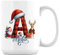 Getagift Personalised Christmas Alphabet Letter, Initial with Name, Xmas, Secret Santa Alphabet, 15oz Coffee Mug. (White)