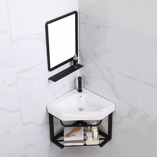 Petit lavabo de salle de bain d'angle à montage mural Lavabo de salle de bain avec support en tour Meuble-lavabo de salle de bain Lavabo de salle de bain mural Lavabo de salle de bain avec récipient d