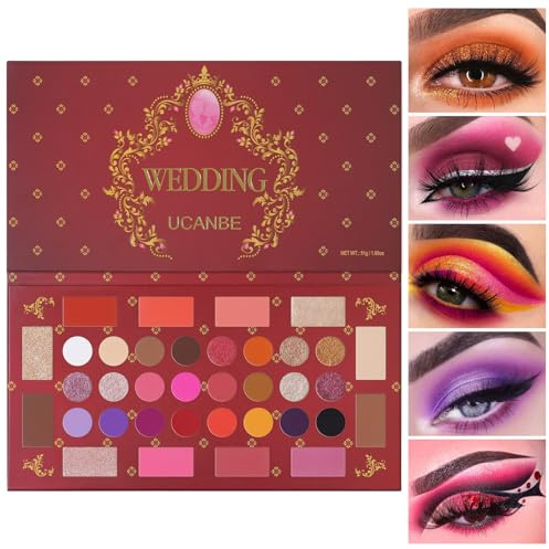 UCANBE Palette Ombretti All-in-One 36 Colori | Finish opaco, shimmer e glitter. Include blush, illuminante e contour. Trucco alta pigmentazione lunga durata