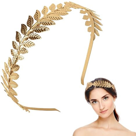 Römische Göttin Haarreif, Damen Haarband Gold Kopfschmuck Braut, Haarreifen Lorbeerkranz, Goldener Haarschmuck Damen, griechische göttin accessoires, für Hochzeit, Party, Tanzparty, Mode Show (A, 1)