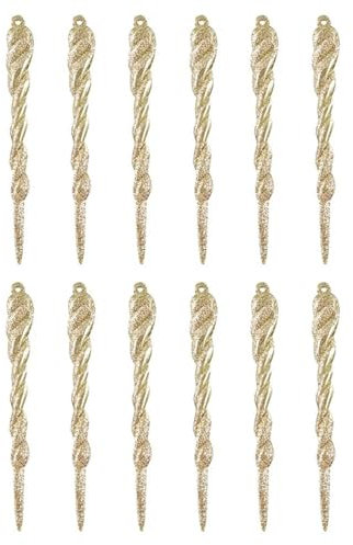 Christmas Snowflake Icicle Decorations 12PCS Gold Color Snowflake Icicles Ornaments Set Acrylic Christmas Ornaments For Christmas Tree Outdoor By Aousthop Decorative Glass Beads Garland (Gold, B)
