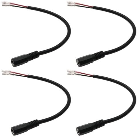 eMagTech 2 Pairs Bait Boat Battery Lead 5521 to 4.8 mm Spade End Insulated Carp Fishing Battery Leads 16AWG 10AH Compatible with Waverunner (25cm)