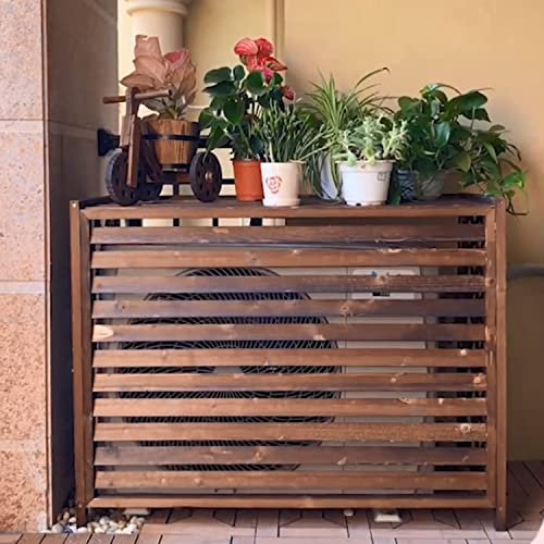 Soporte de madera para plantas y flores, para aire acondicionado, pantalla de privacidad al aire libre, almacenamiento con rejilla para unidad exterior, condensador, aire acondicionado, para balcón y