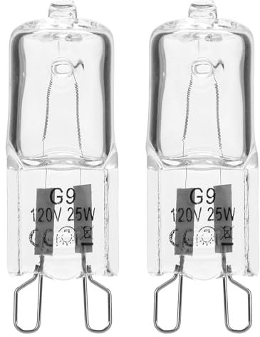 Xnourney G9 Halogen lamp 120V 25W, high Temperature Resistance, Long Service Life, Suitable for Neff, Zanussi, AEG, Bosch ovens, Microwave ovens, etc. (Pack of 2)