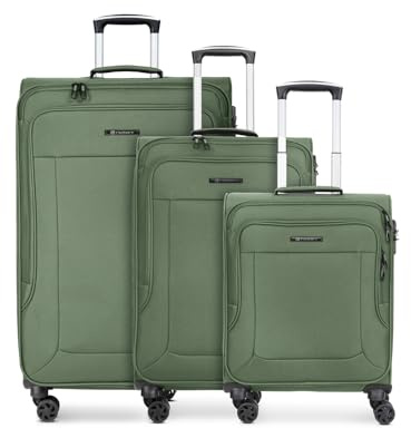 Franky Koffer-Set 3-teilig für Damen und Herren | Reise-Trolleys 48 x 31 x 79 cm aus hochwertigem, flexiblem Polyester Material | Doppelrolle & Teleskopgriff | Melbourne 3.0 Serie