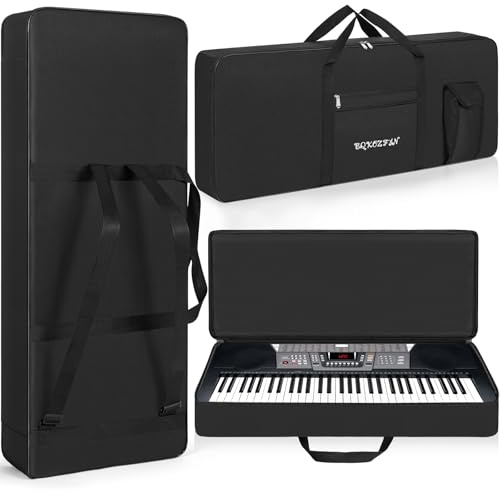 FREEAMG 61 Key Keyboard Gig Bag Case, Heavy Duty 600D Oxford Electric Keyboard Piano Soft Bag with 10mm Padding, Portable Electric Keyboard Case for Digital Electric Piano (Black)