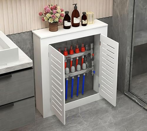 Usknxiu Armoire de Rangement pour radiateur à Vapeur, Grille à persiennes Blanche, Armoire de Rangement pour radiateur à Bois avec 2 Portes,90x60x15cm/35.4x23.6x5.9in