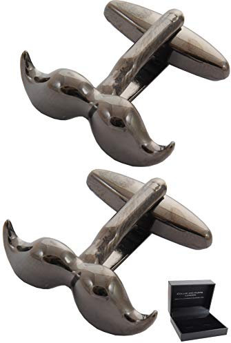 COLLAR AND CUFFS LONDON Manschettenknöpfe Herren Bronze Farbe - Mit Box - Lenker Schnurrbart - Langlebiges Messing - Bart - EIN Paar