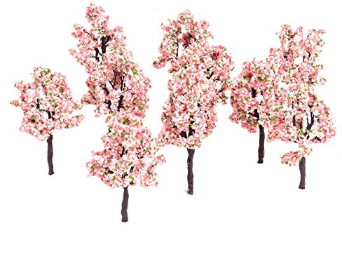 Yetaha 10pcs Model Trees 11cm Model Trains Scenery Pink Flower Model Tree | Architecture Trees Flower Trees Railway Train Diorama Garden Scenery OO HO Scale for DIY Scenery Landscape